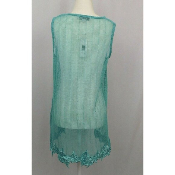 Simply Noelle Womens Swim Cover Up Size S/M Teal Blue Fishnet Lace Tunic New - Picture 4 of 8